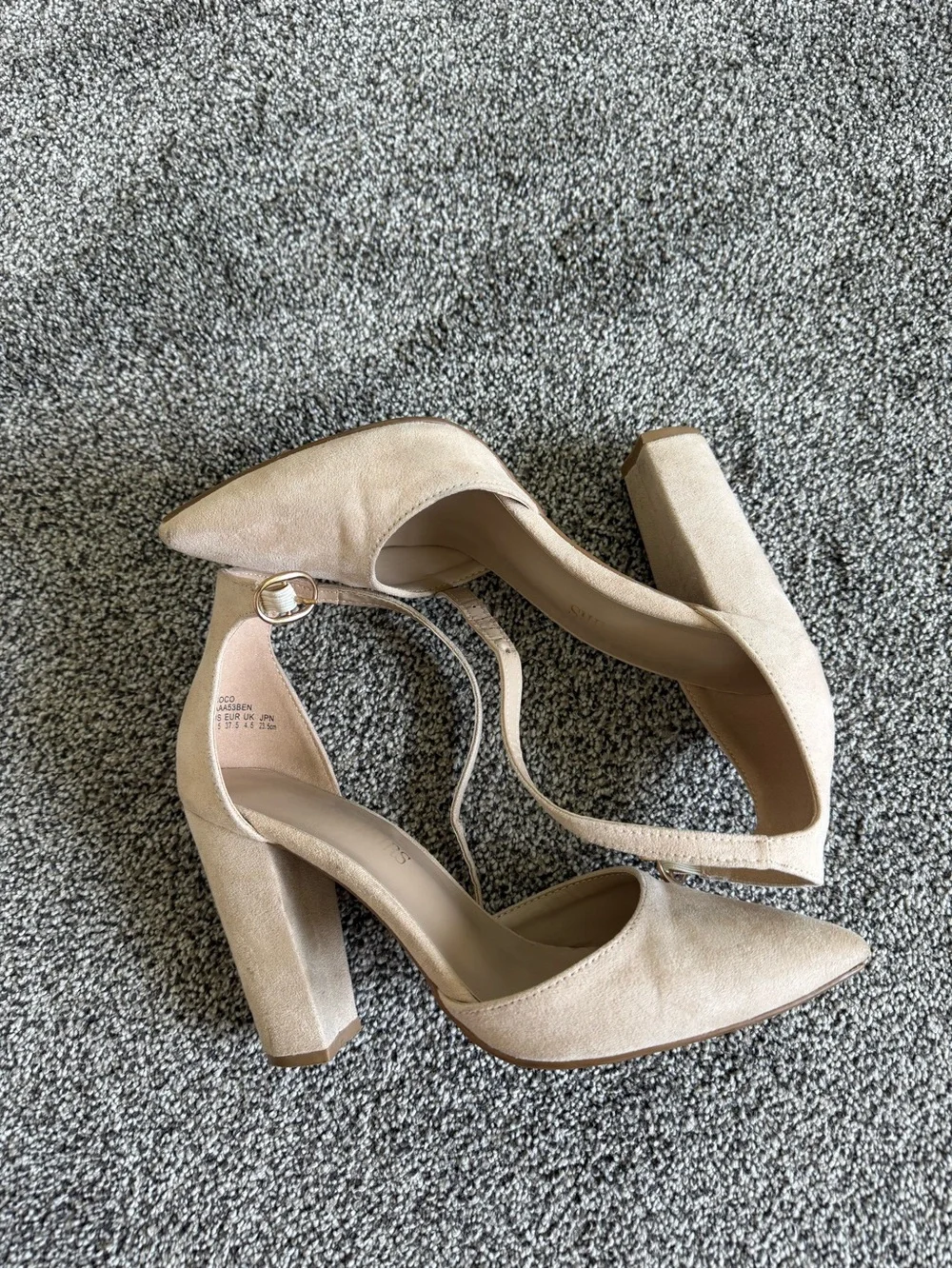 Dream Pairs Beige Pointed Toe Ankle Strap Heels
